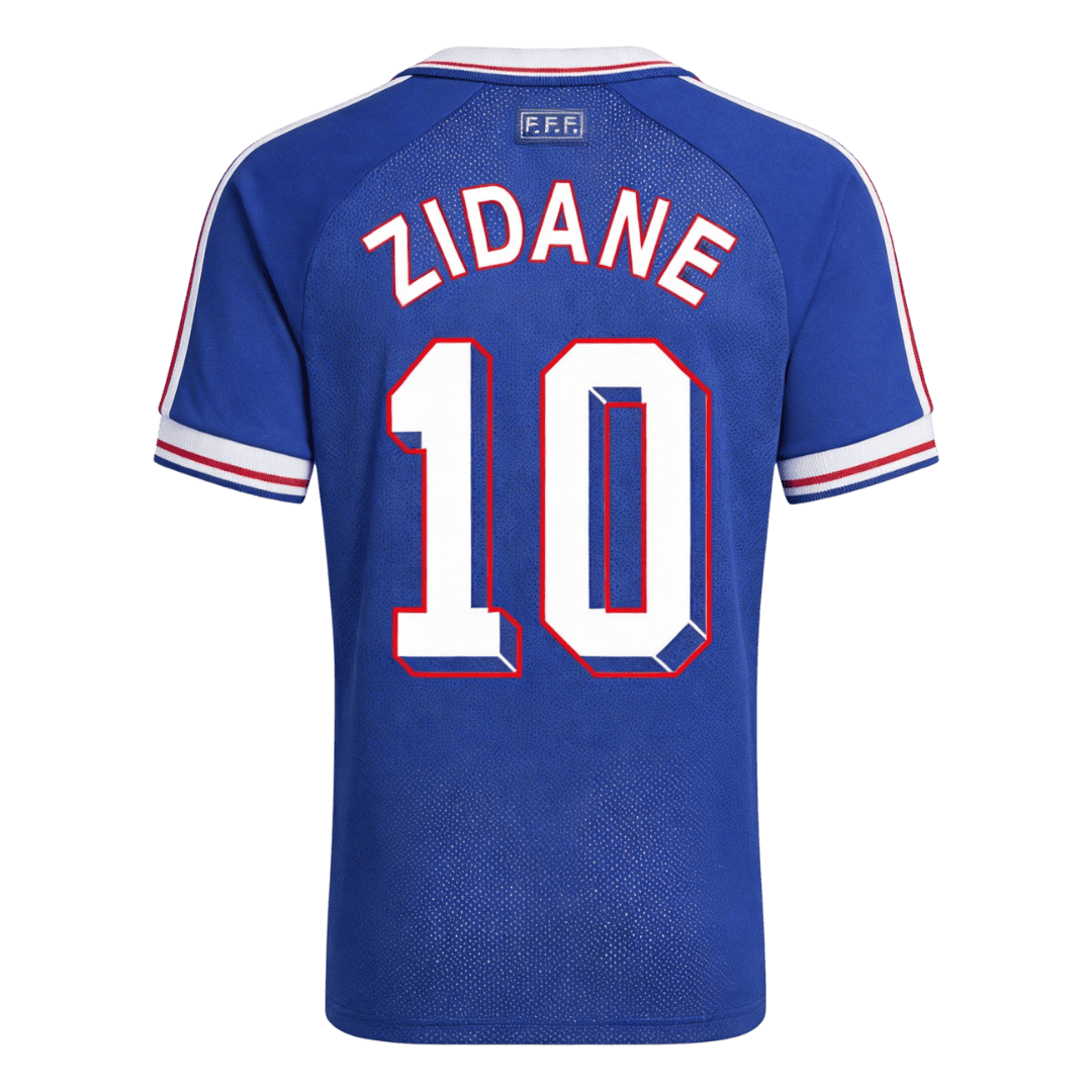 Zidane #10 France Retro Jersey Home Soccer Shirt Euro Cup 1996 - bestsoccerstore