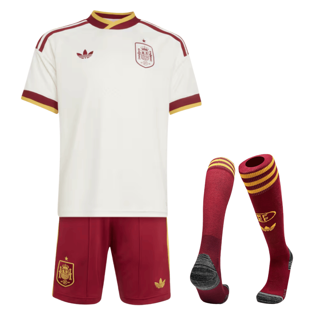 Kids Spain Away Custom Full Soccer Kits World Cup 2026 - bestsoccerstore