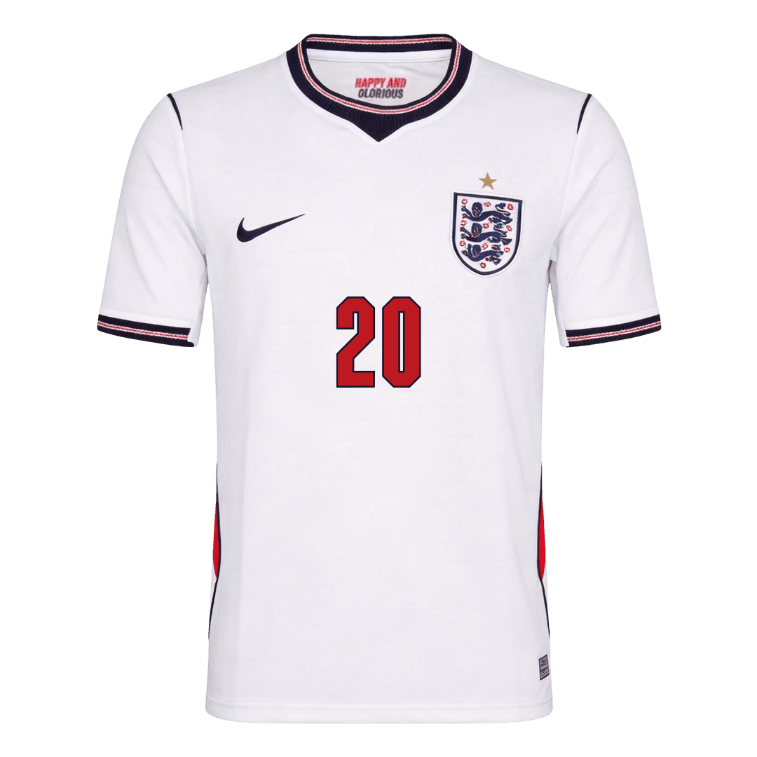England PALMER #20 Soccer Jersey Home Custom Shirt World Cup 2026 - bestsoccerstore