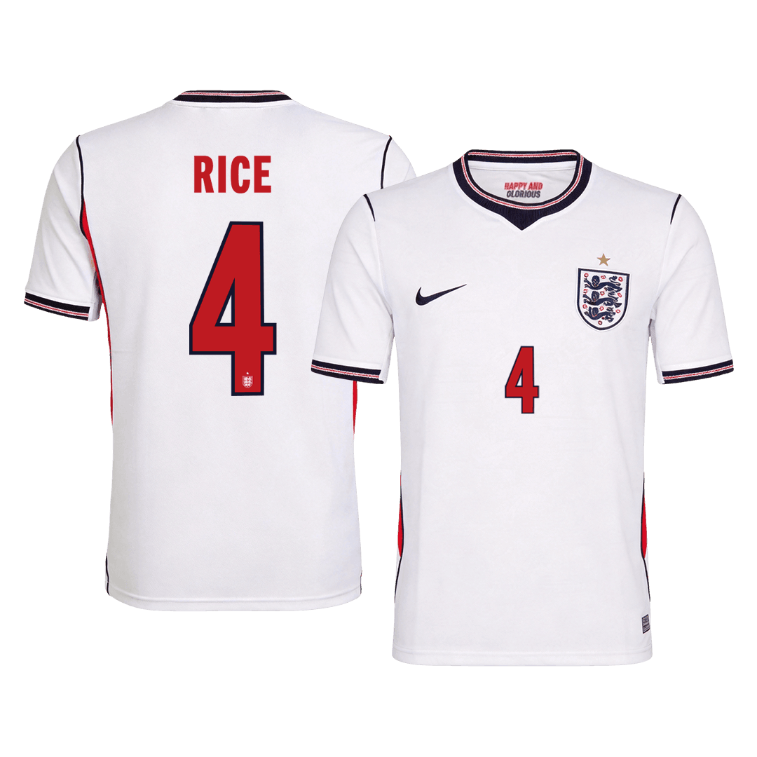 England RICE #4 Soccer Jersey Home Custom Shirt World Cup 2026 - bestsoccerstore
