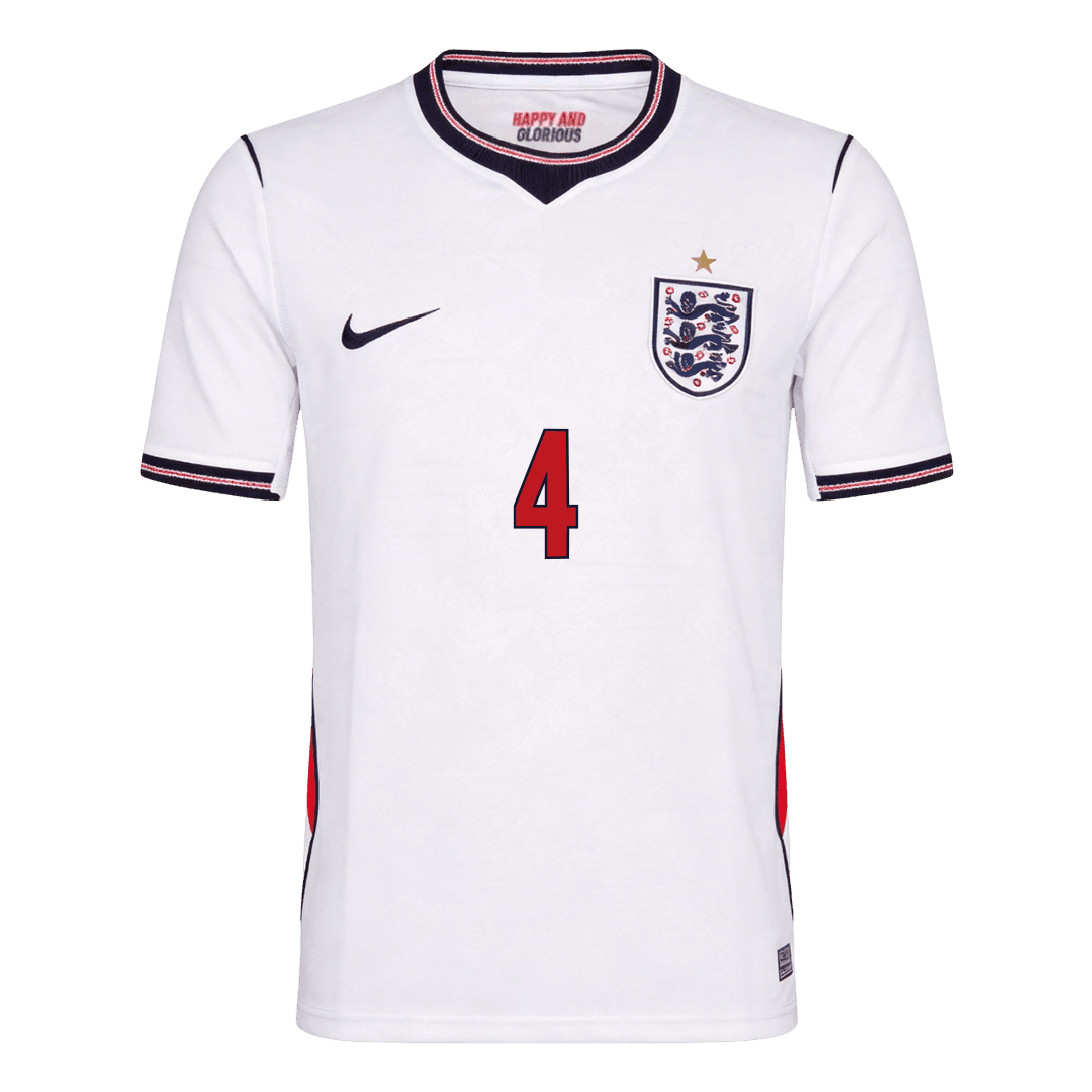 England RICE #4 Soccer Jersey Home Custom Shirt World Cup 2026 - bestsoccerstore