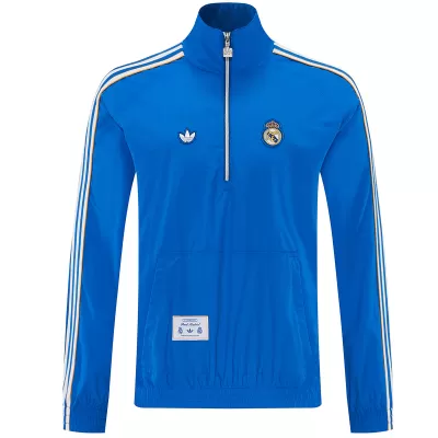 Real Madrid 1/2 Zipper Windbreaker Jacket Blue 2026 - bestsoccerstore