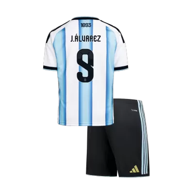 Kids Argentina J.ÁLVAREZ #9 Home Custom Soccer Kits World Cup 2026 - bestsoccerstore