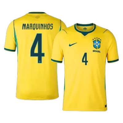 Brazil MARQUINHOS #4 Soccer Jersey Home Custom Shirt World Cup 2026 - bestsoccerstore